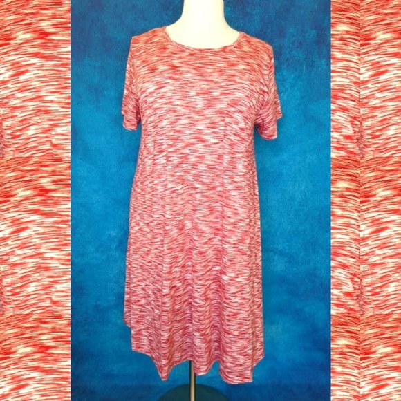 LulaRoe Red White Carly Dress Size 3XL - Picture 2 of 8